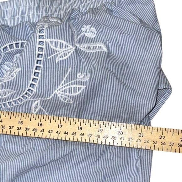 A.N.A A New Approach Blue & White Off-Shoulder Embroidered Striped Top XL - Picture 7 of 8